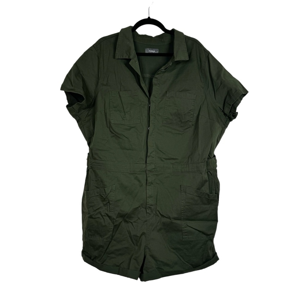 Torrid Romper Twill Deep Depths Utility Button Front Cargo